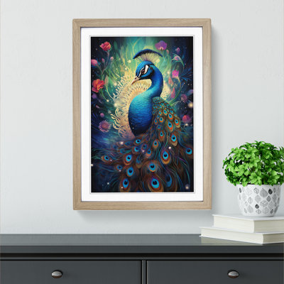 Peacock Conceptual - Single Picture Frame Print on Wood