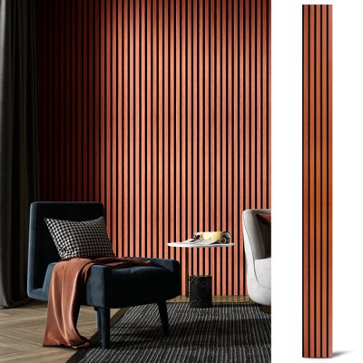 4pc x 94.5'' x 7.9'' Wood Slat Acoustic Panels, MDF 3D Decorative Wall Paneling (20.73 sq.ft./Case)