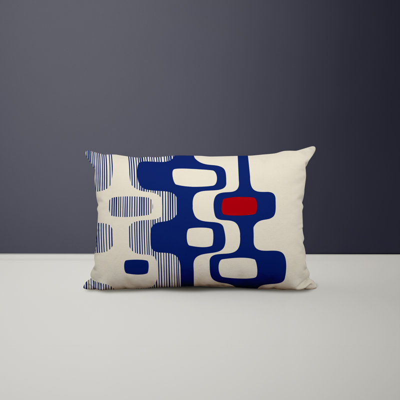 Housse et insert de coussin rectangulaire en polyester pour l'intérieur et l'extérieur, Rouge / bleu marine