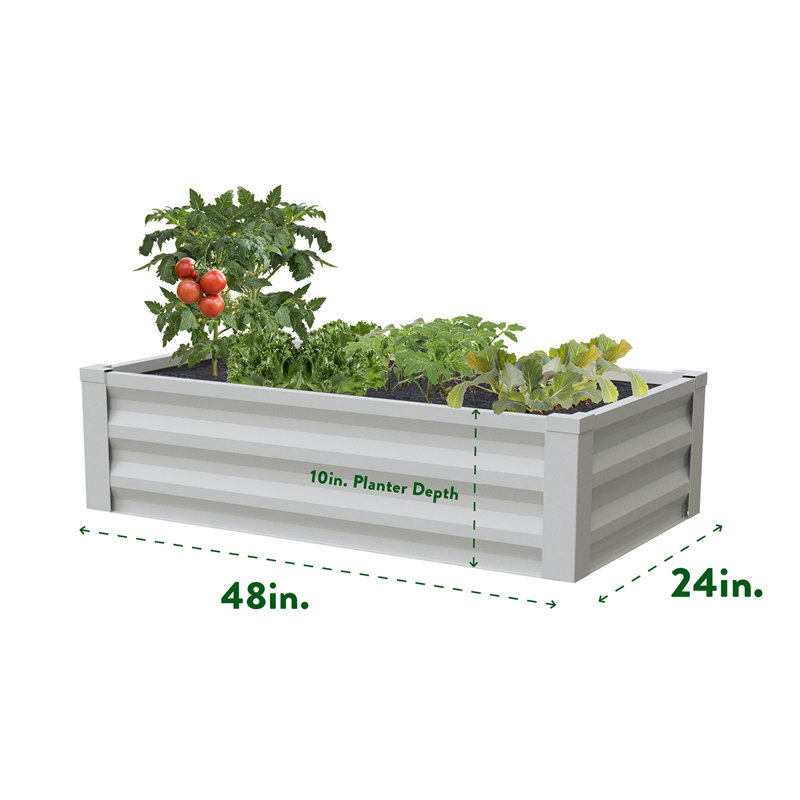 Alison Metal Raised Garden Bed, White