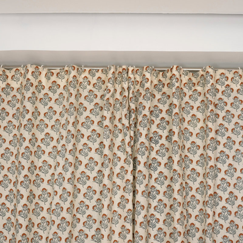  Tissu en lin de couleur Artisan Block Block avec anneaux suspendus - Bel Patra, L 54 po x L 120 po