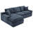 Flick Chenille Sectional Sofa with Double-Layer Cushions & Side Pockets-754638577