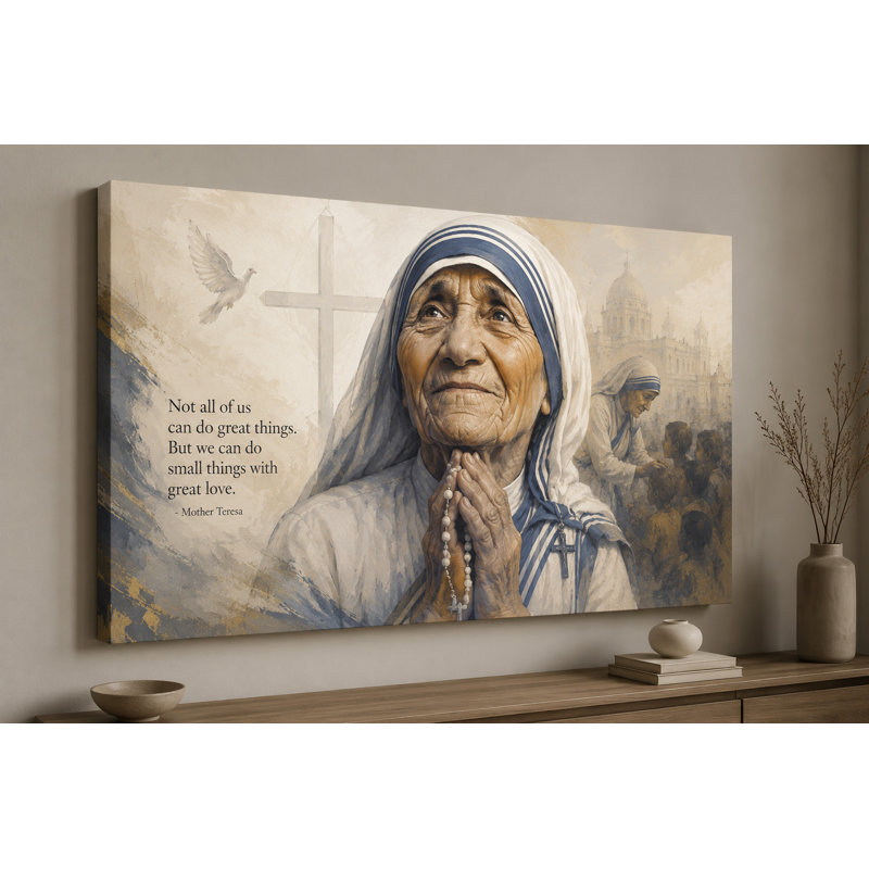 Grande mère Teresa Prayer, impression sur toile murale 24 x 36 pouces, décor de Saint Catholique, rétro, chambre à coucher chrétienne, salon, maison, prêt à être accroché