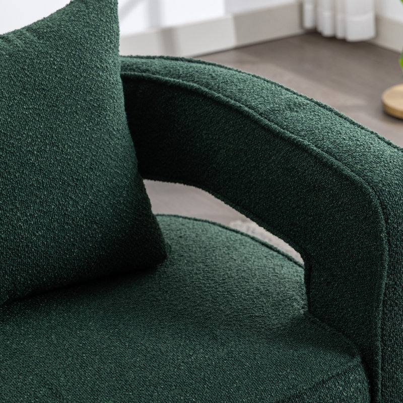 Dangira Upholstered Swivel Barrel Chair, Green Polyester