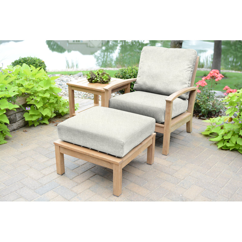 St. Lucia Teak Outdoor Lounge Chair, Canvas Granite Sunbrella® Canvas