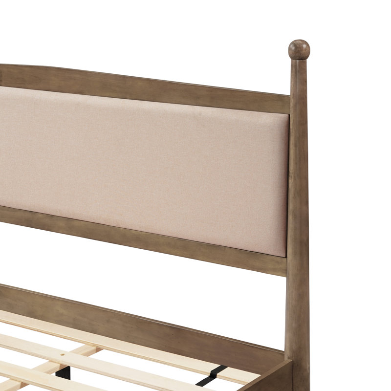 Lits rembourrés King Size, cadre en pin, plateforme de style ferme moderne