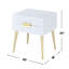 Table de bout rectangulaire en bois avec 2 tiroirs au fini blanc et or