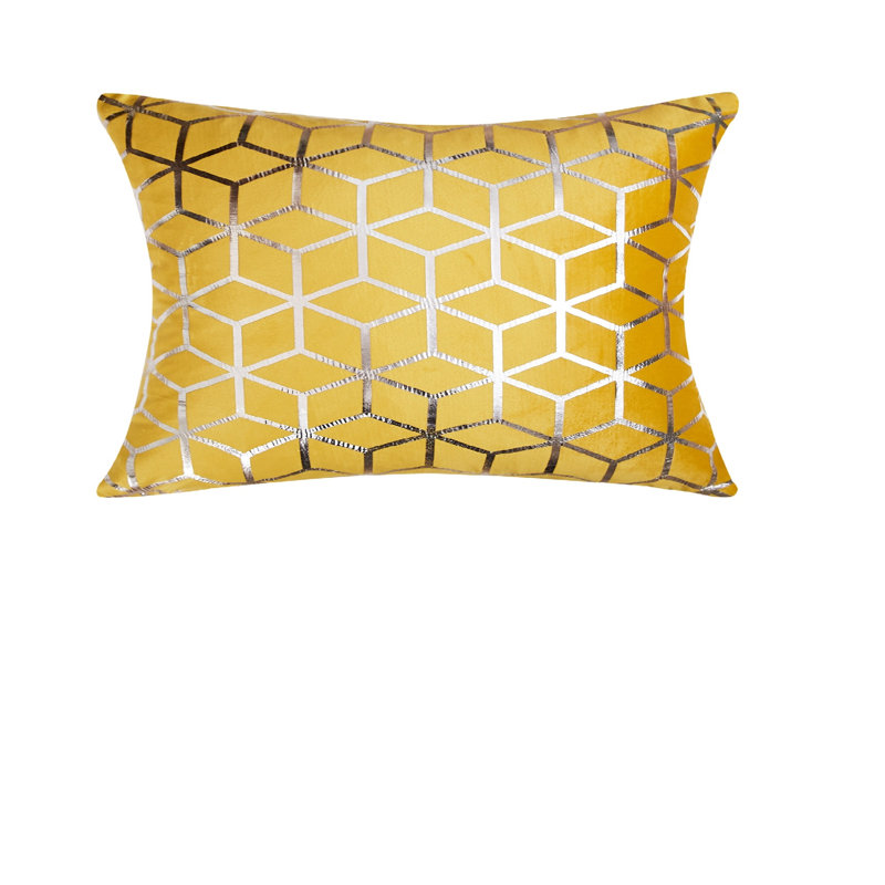 Housse de coussin rectangulaire en velours , Jaune, Polyester/ Bourre en polyester