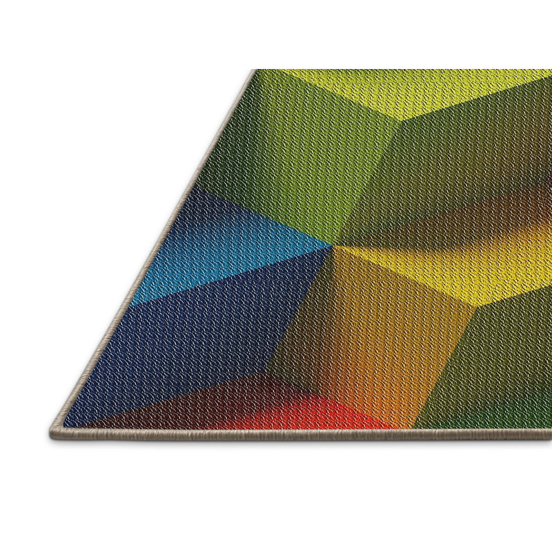 Geometric Indoor Rug, Rectangle 2' x 4'