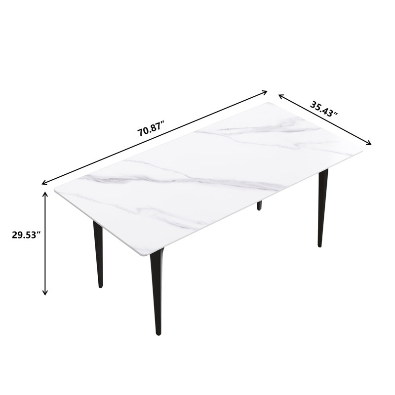 Table de salle à manger Anterion, Noir, L 35,43 po x L 70,87 po
