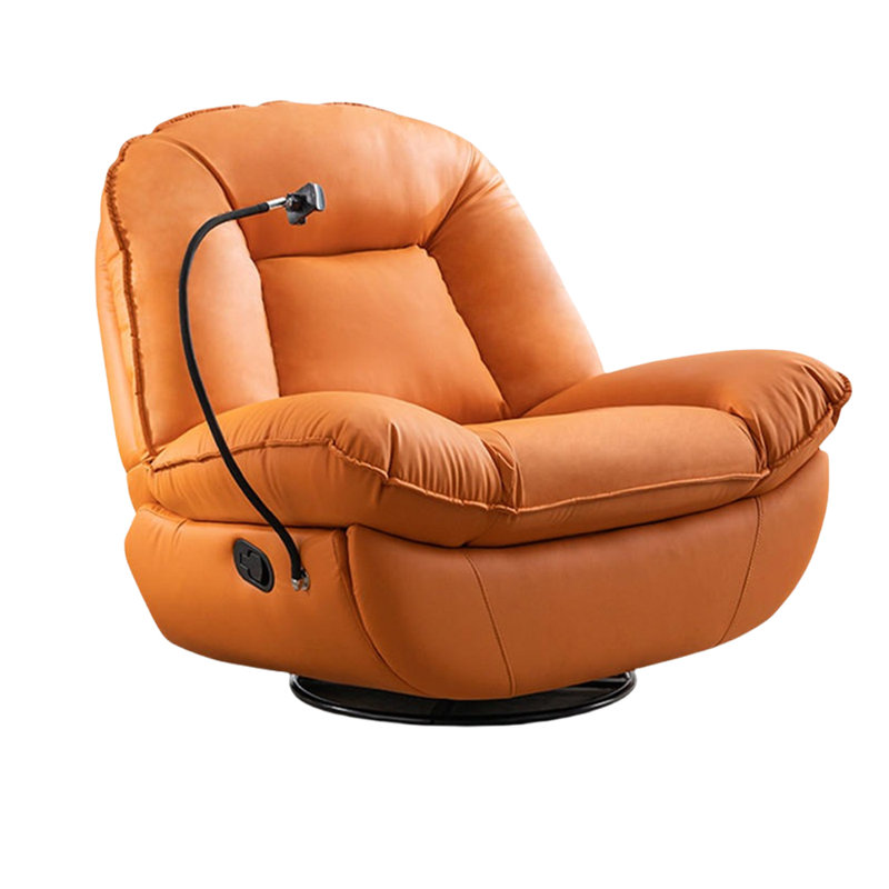 Natayshia Faux Leather Recliner, Orange