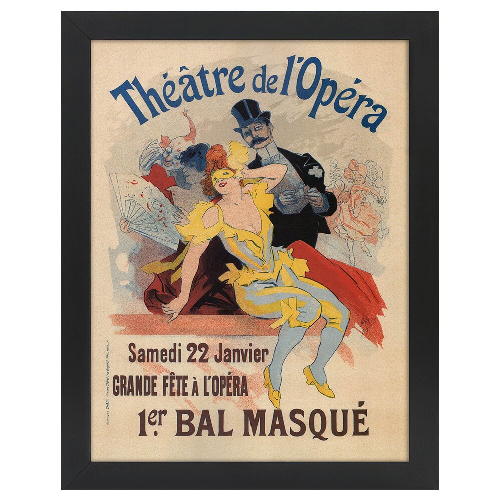 Leinwandbild Vintage Artistic Poster Théâtre De L''opéra. Maskenball