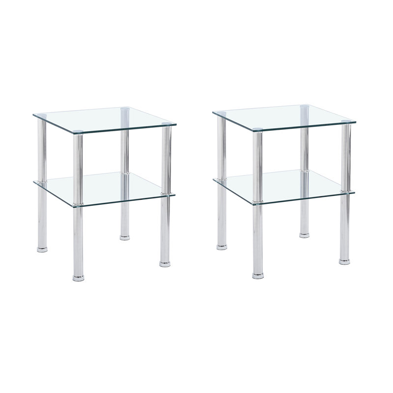 Table d'appoint 2 pièces transparente