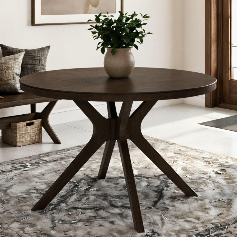 Muhsina Cross Leg Round Dining Table (47in x 47in / 1194mm x 1194mm), Walnut