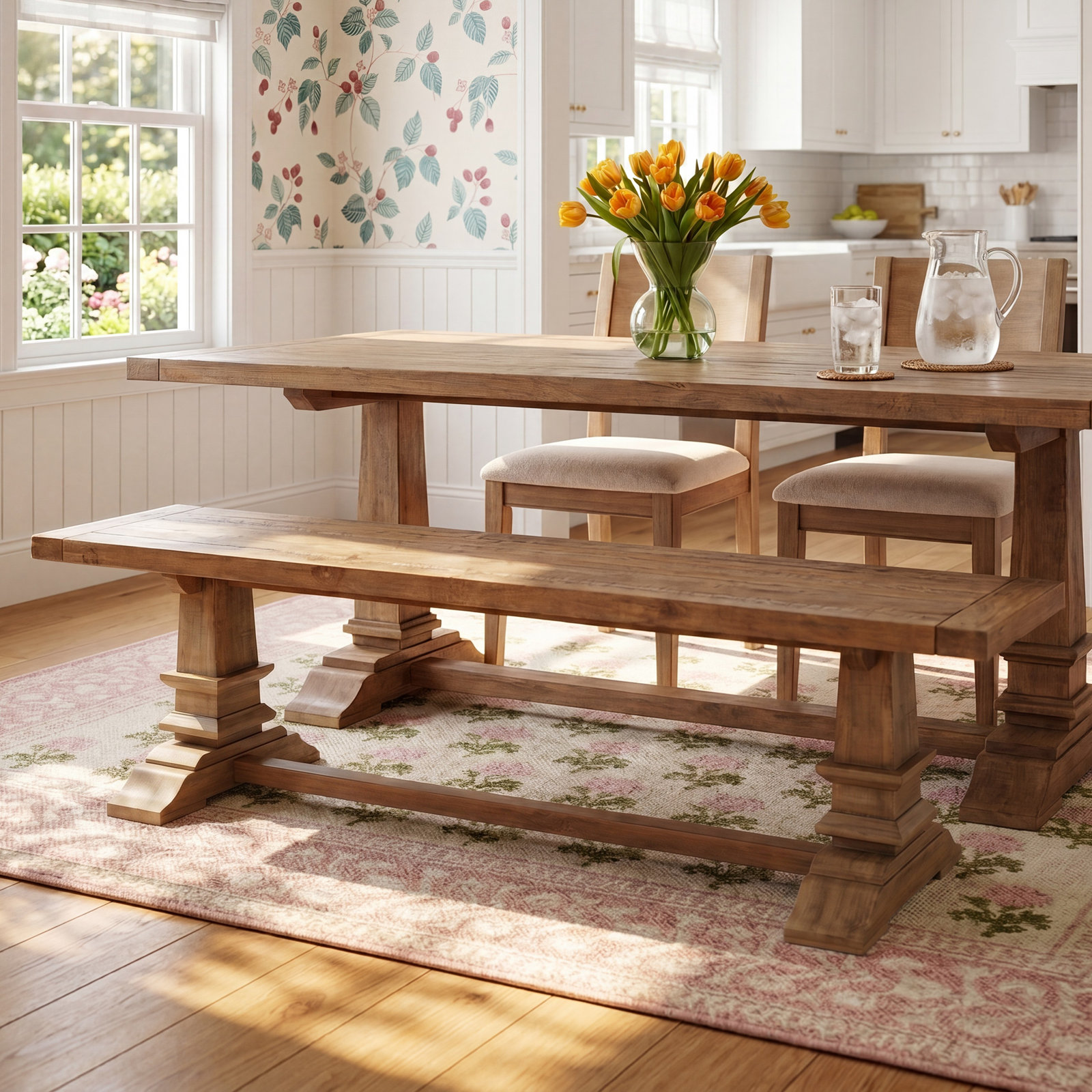 Vienna 82" Dining Bench, 18"H x 82"W x 16"D