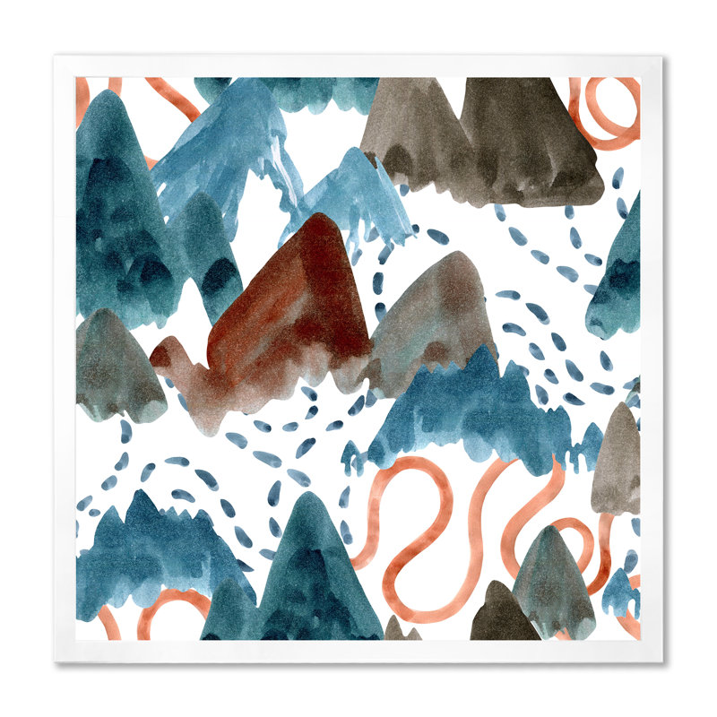 «Brown Green Blue Abstract Mountain Scape», reproduction d'art sur toile moderne, H 16 po x l 16 po x P 1 po