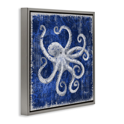  Rustic Indigo Octopus Floater Canvas Wall Art by Paul Brent