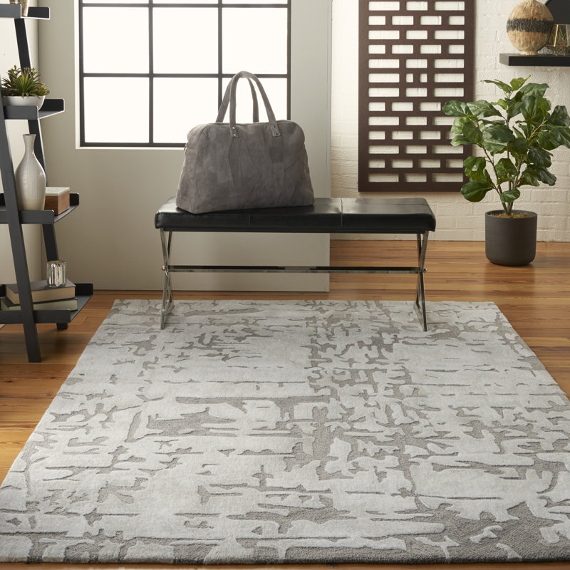 Hand Tufted Abstract Indoor Rug, Rectangle 3'9" x 5'9"