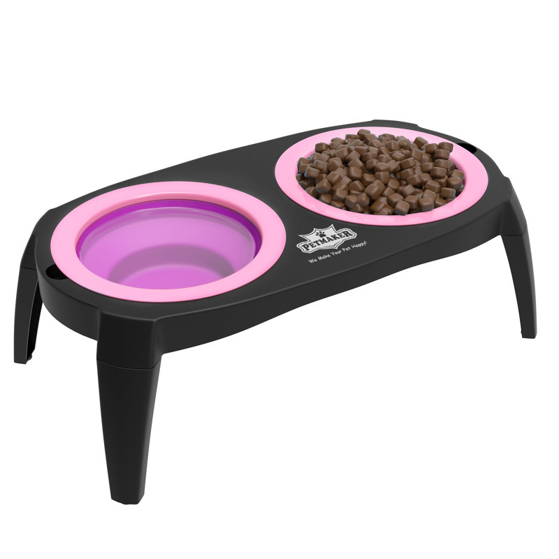 Bols à nourriture pour chat et chien avec support antidérapant PETMAker, Rose