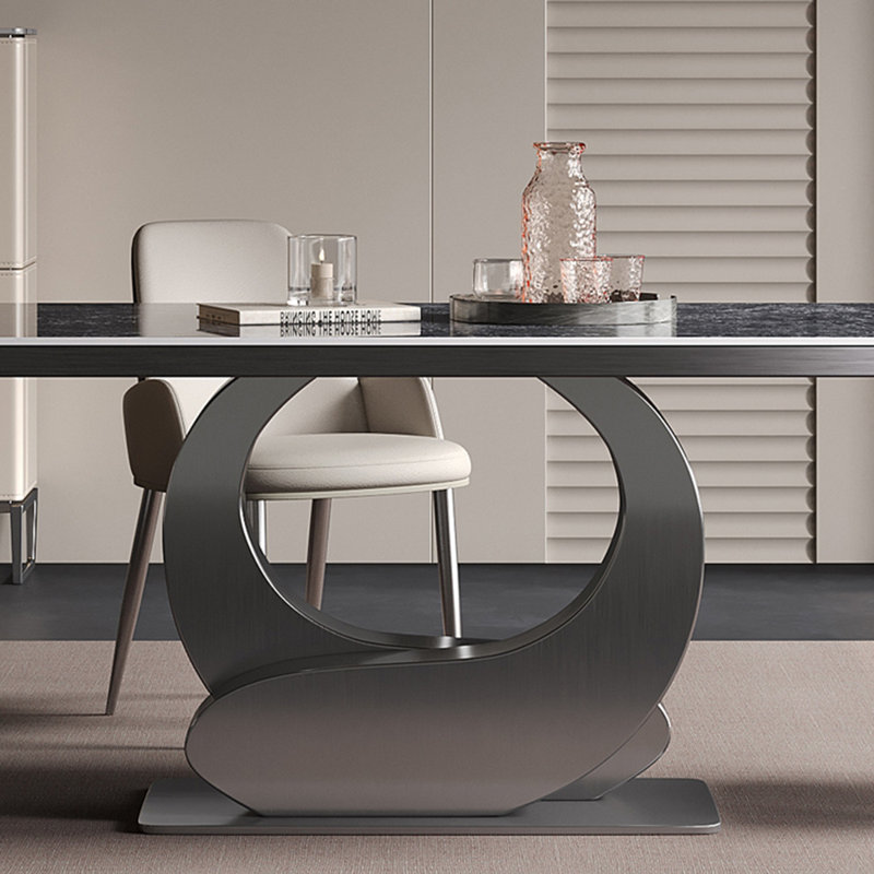 Ensemble de table de salle à manger rectangulaire de style italien, Noir, H 29,53 po x L 70,87 po x l 35,43 po