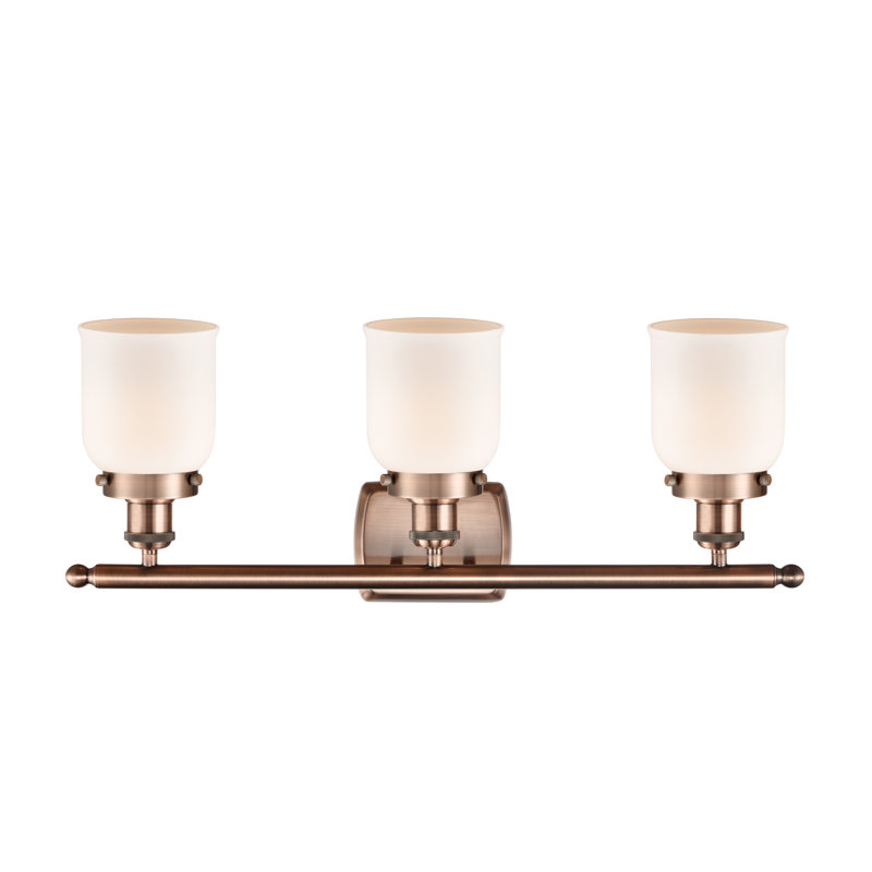Ballston Urban Bell - 3 Light 26" Bath Vanity Light, Matte White, Antique Copper, Incandescent