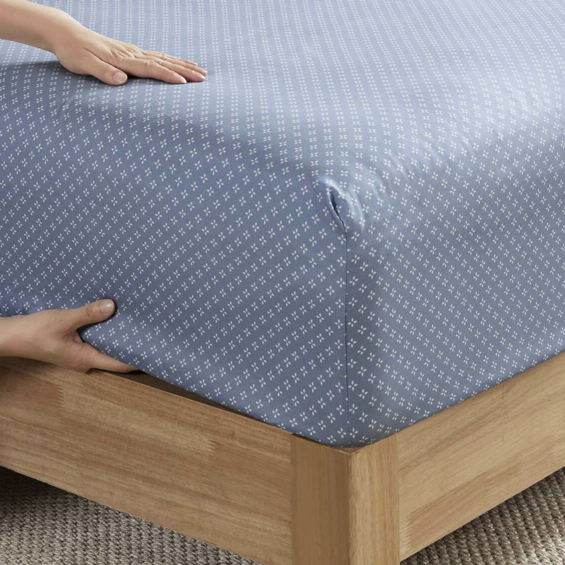 Édredon bleu floral et drap pour lit simple, lavable à la machine en grande capacité pour lit simple avec draps, aspect élégant