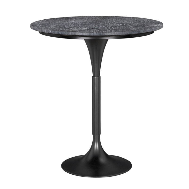 Jman Round Marble Dining Table, Night Snow/Matte Black