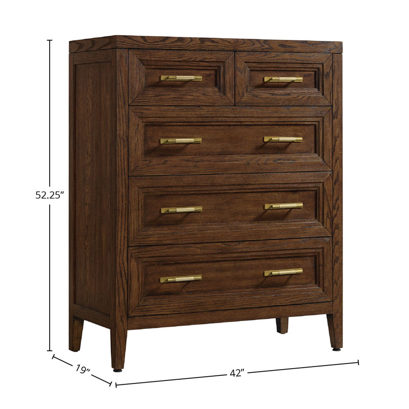 Commode en chêne massif à 5 tiroirs Syrine, sable