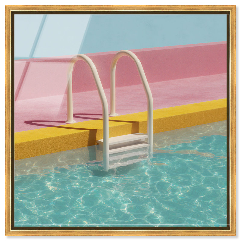 Poolside Symmetry I Print by Oliver Gal, 41"H x 41"W, Gold Floater Frame