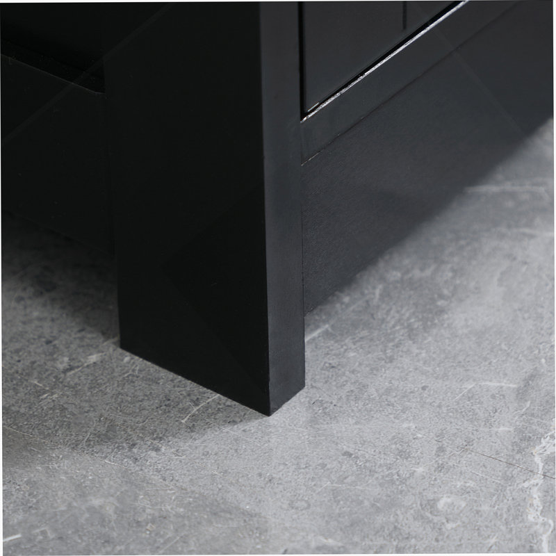 Under Sink Bathroom Cabinet with 2 Doors and Shelf, Pedestal Sink Bathroom Vanity Cabinet, , Black