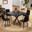 Table de salle à manger carrée noire pour 4-6, style Mid-Century moderne, 38,6 po et fer, peu encombrante, table de cuisine facile à installer, pieds en fer de bureau, moderne, propre-1191233882