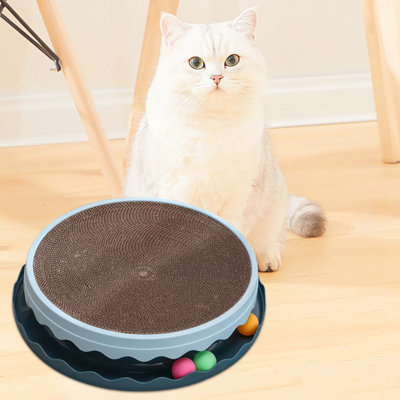 Jouet à griffer rond pour chat, coussin à griffer pour chat avec ballon, jouet interactif pour jouer à la souris avec ballon, planche à gratter pour chat