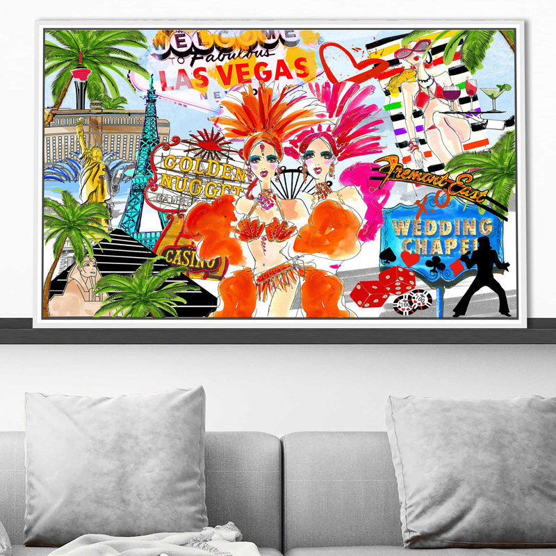 «Take Me To Las Vegas (Horizontal)» par Jodi - impression, Cadre flottant blanc, H 31,5 po x l 51,5 po x P 2 po