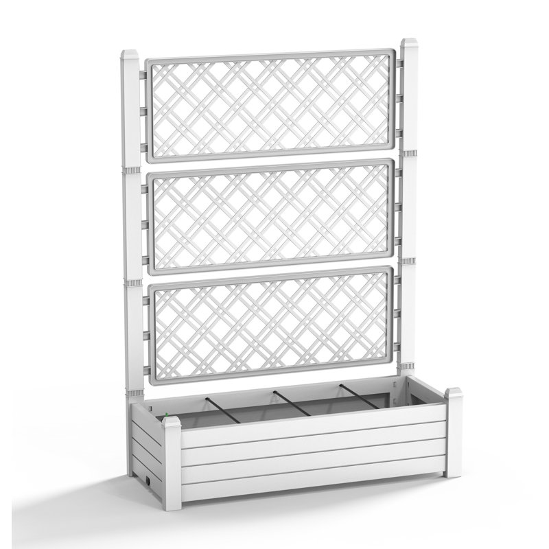 Resin Planter Box With Trellis(Ashen), Ashen