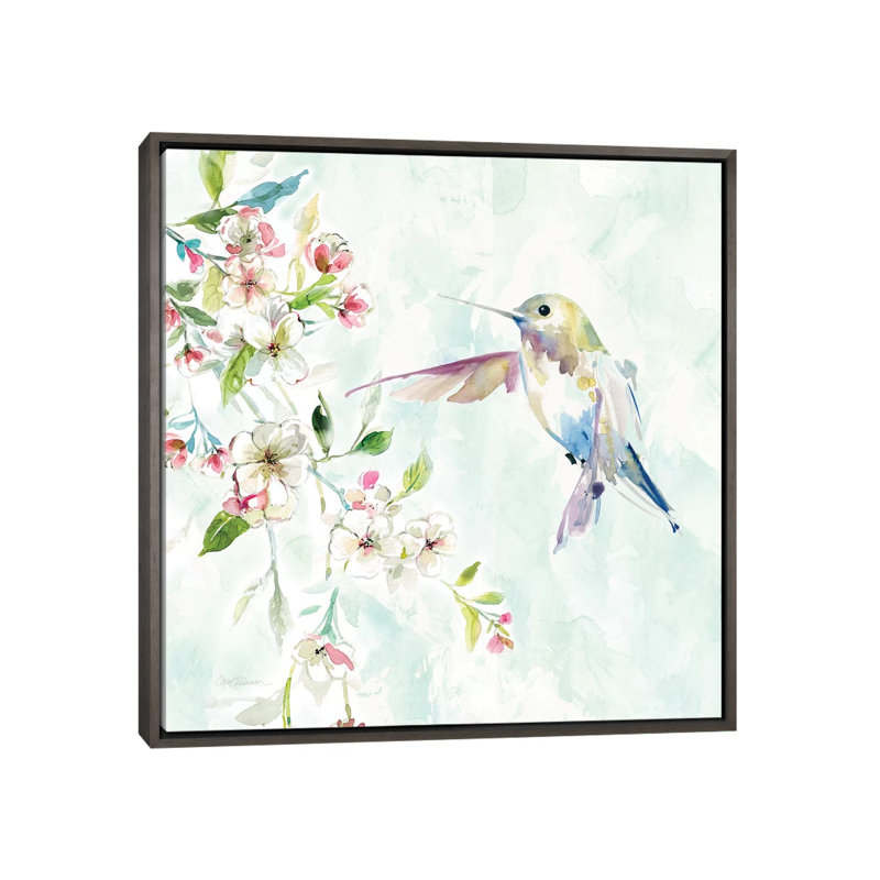 Colibri IV par Carol Robinson - reproduction d'art, Aucun mat, Toile avec cadre gris, H 26 po x l 26 po x P 1,5 po