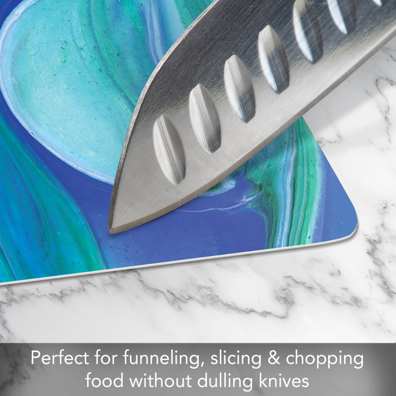 Blue Fluidity Flexible Plastic Rectangular Chopping Mat 15" x 11.5"