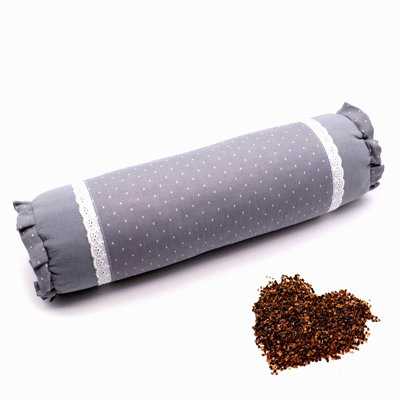 CoolSleep Buckwheat Cylinder Neck Roll Pillow - Lumbar Support Bolster for Back and Side Sleepers - Gray Cervical Pillow with Hulls Filling