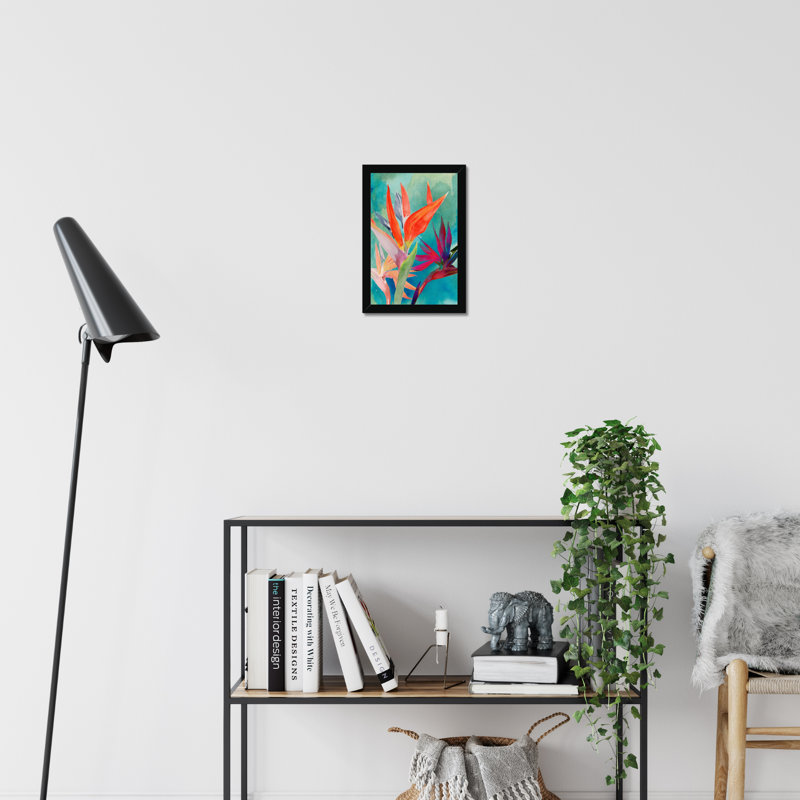 Vivid Birds of Paradise I by Jennifer Paxton Parker - Painting, Black Single Picture Framed Paper, 34cm H x 24cm W