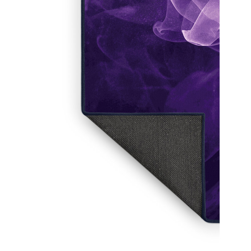 Soft Plush Finnell Halloween Modern & Contemporary Abstract Area Rug in Purple – Navy Binding, 3x5