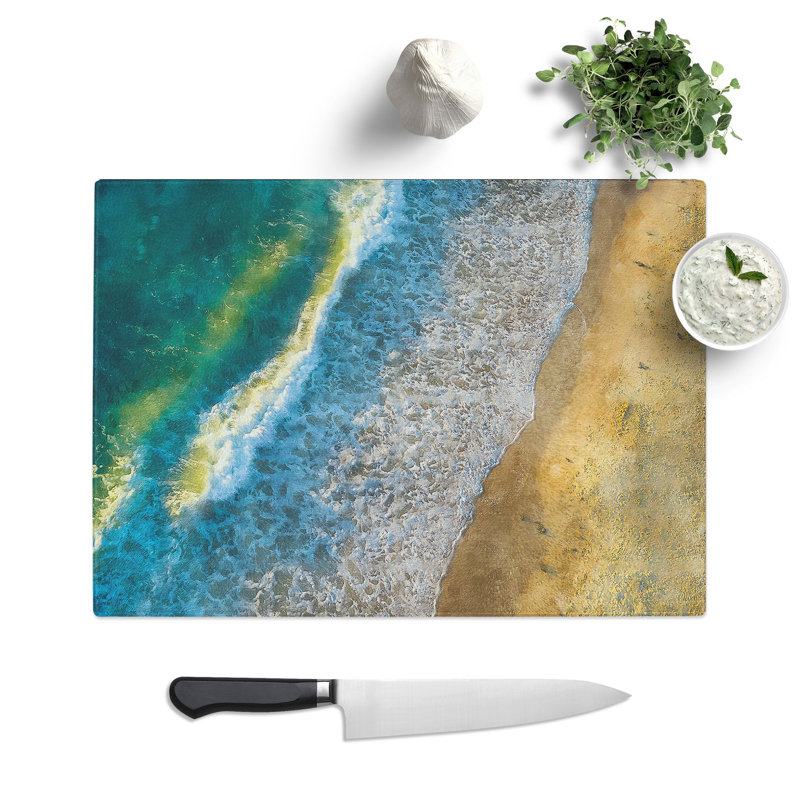 Rocker Beach in Sunderland Painting Chopping Board, 0.4cm H x 28.5cm W x 39cm L