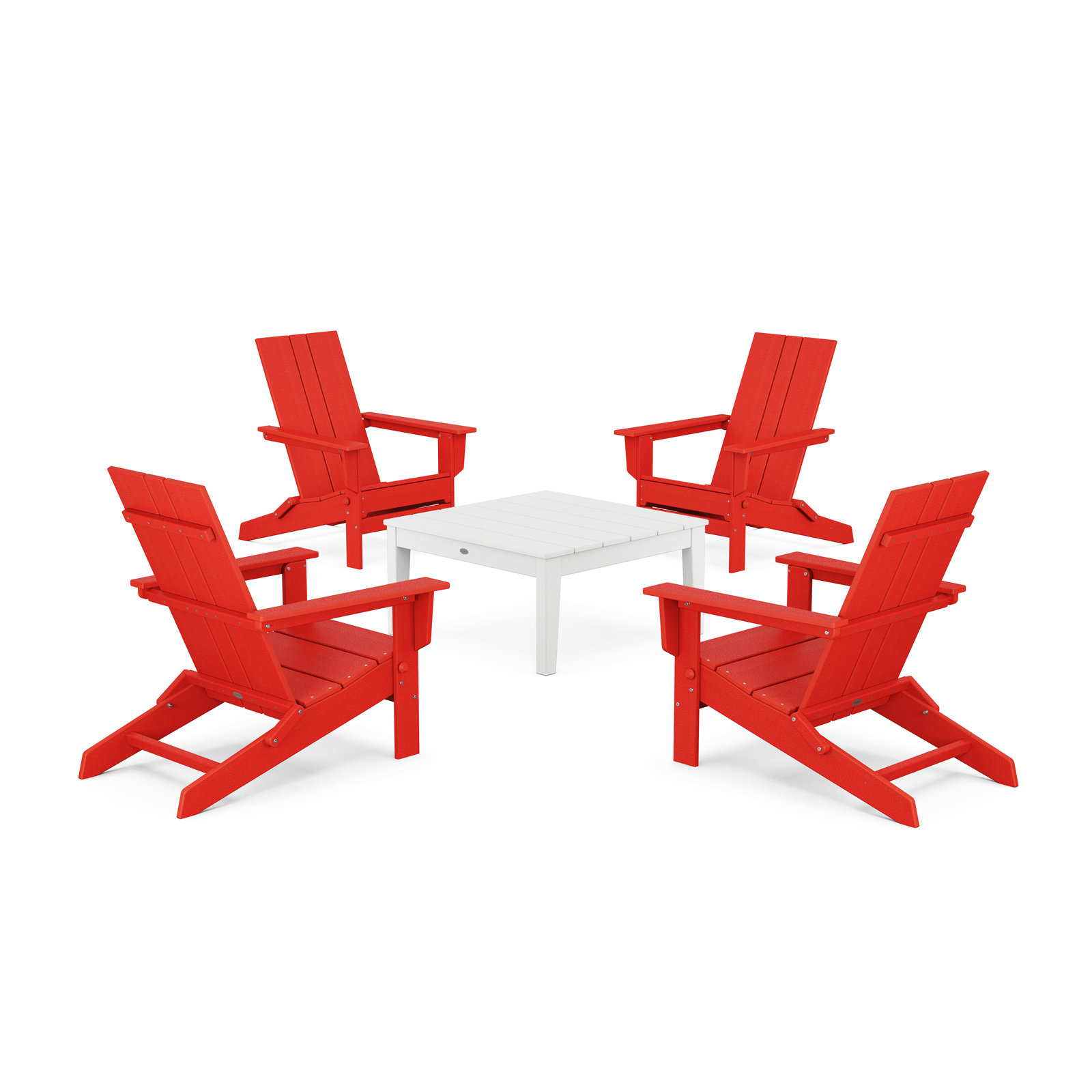 4-Person Patio Seating Group, Sunset Red/White