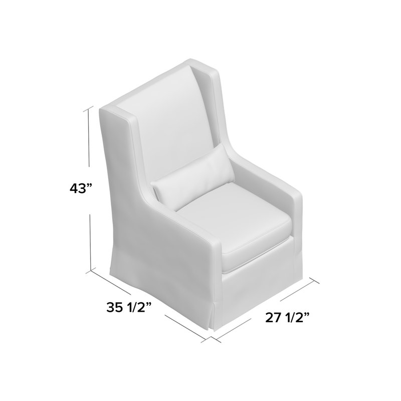Easton Swivel Slipcovered Wingback Chair, Jette Linen