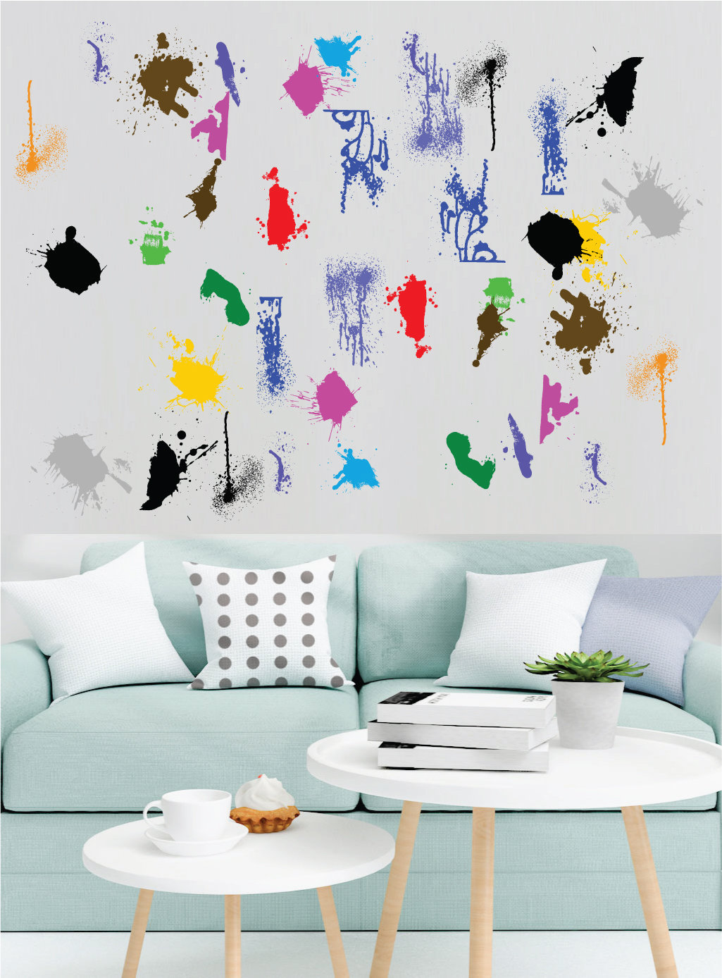 Trule 40 Pcs Sty2 Multicolor Paint Wall Decal Splatter And Splotches ...