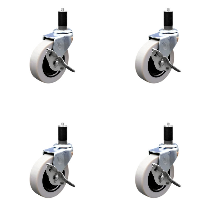 Ensemble de 4 roulettes extensibles avec roues de 3/3 pouces avec freins 3 / SCC-EX05S310-TPRS-SLB-138-4