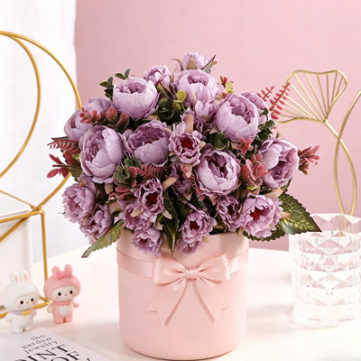 3 Bundles Artificial Peonies Flowers Boho Faux Flowers Arrangements Artificial Centerpiece Spring Bouquet Floral Wedding Decoration for Vase