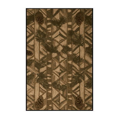 Tapis botanique brun lavable à la machine
