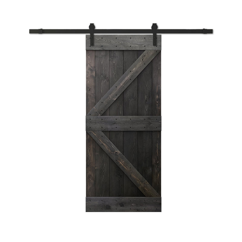 Porte de grange à panneaux K Series, Café noir, 20" x 84", Vert jungle