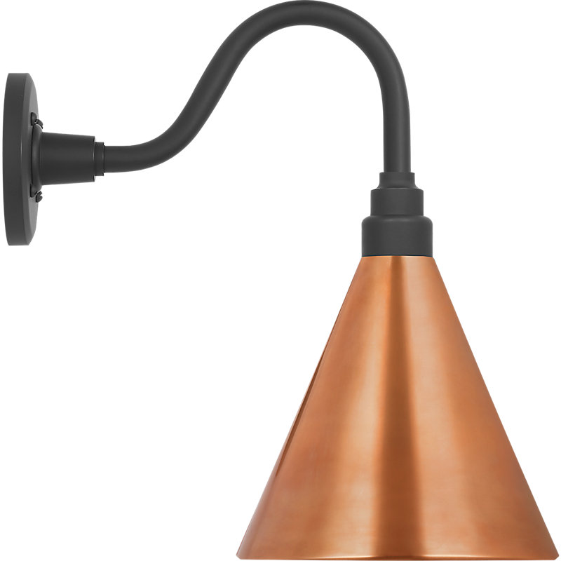 Thomas O'Brien 1 - Light Outdoor Barn Light, Matte Black, Soft Copper, 15.5" H x 9" W x 15" D