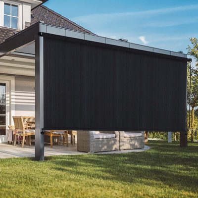 Outdoor Roller Shade, Cordless Crank Operated Sunshade Blinds For Patio, UV Protection
