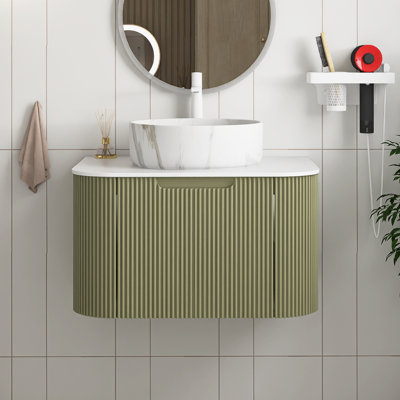 Meuble-lavabo mural avec plateau et tiroir
